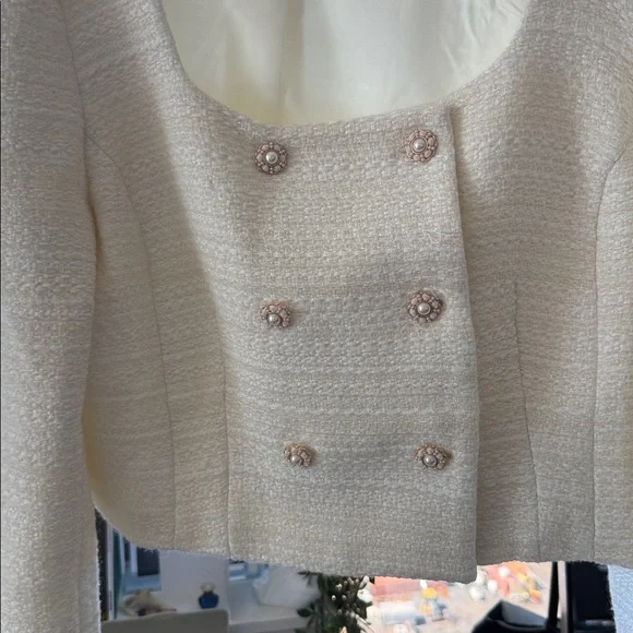 ASTR The Label Cream Rosario Tweed Cropped Jacket size XL - Picture 7 of 8